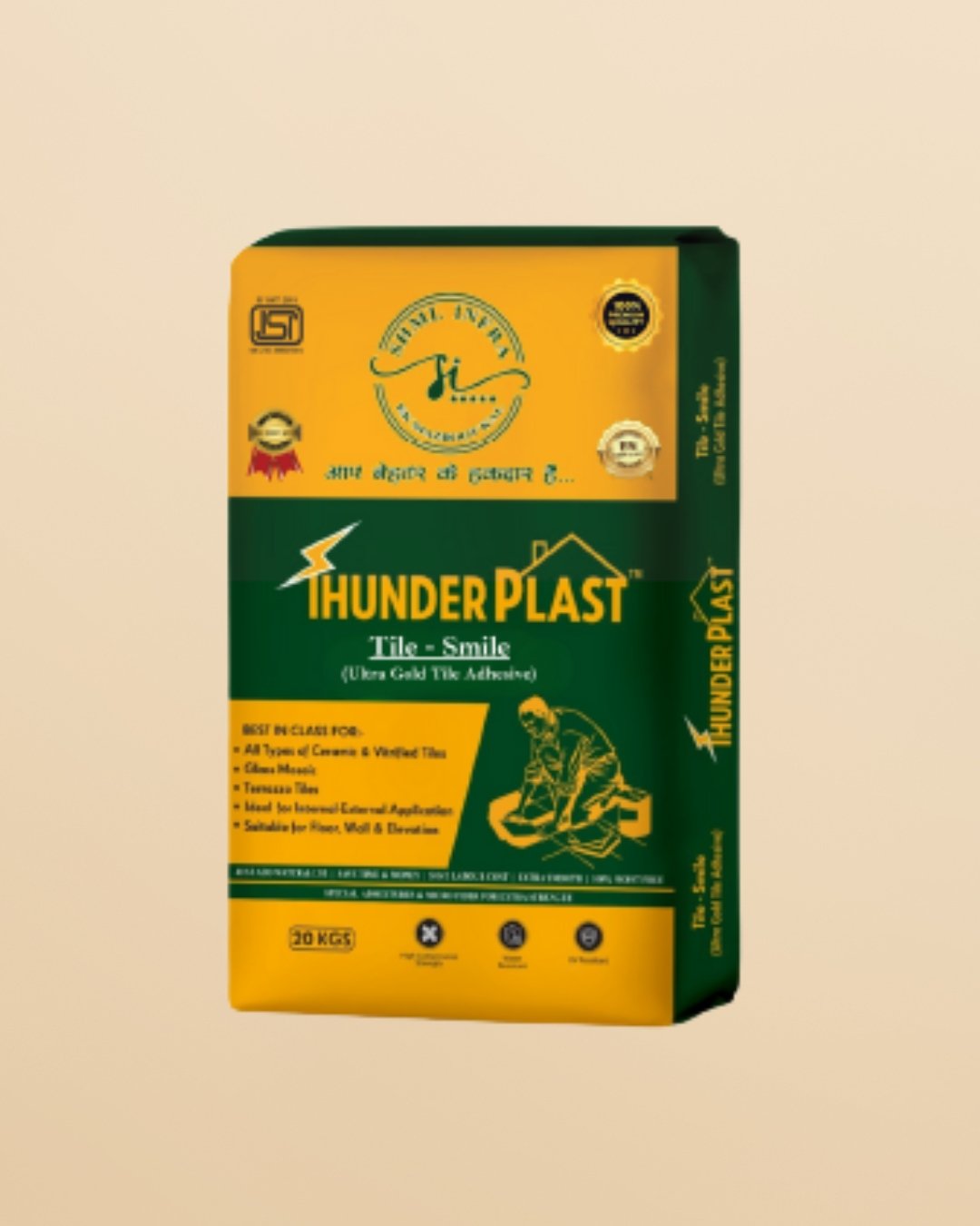 Thunderplast Tile Smile Ultra Gold Adhesive for Large Tile Applications